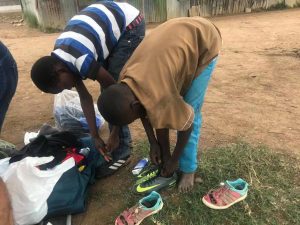 Children tried on shoes Kenya